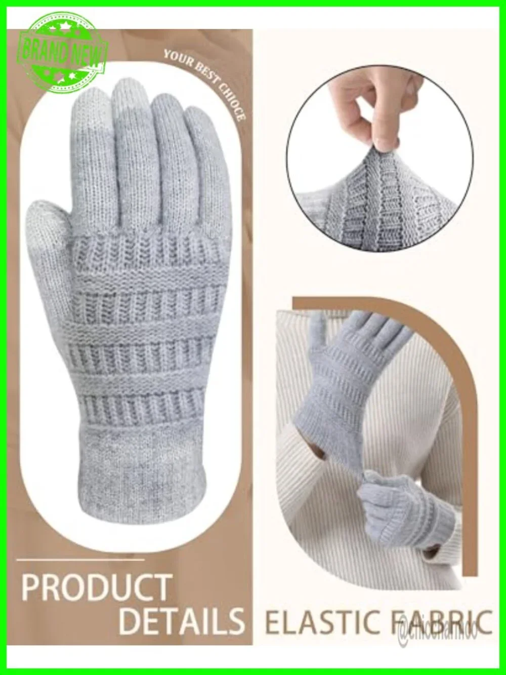 3 Pairs Touchscreen Winter Gloves Thermal Lined Knit Gloves for Women